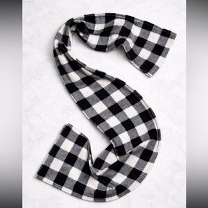 Lands’ End Black White Buffalo Plaid Check Scarf Cozy Winter Warm OS